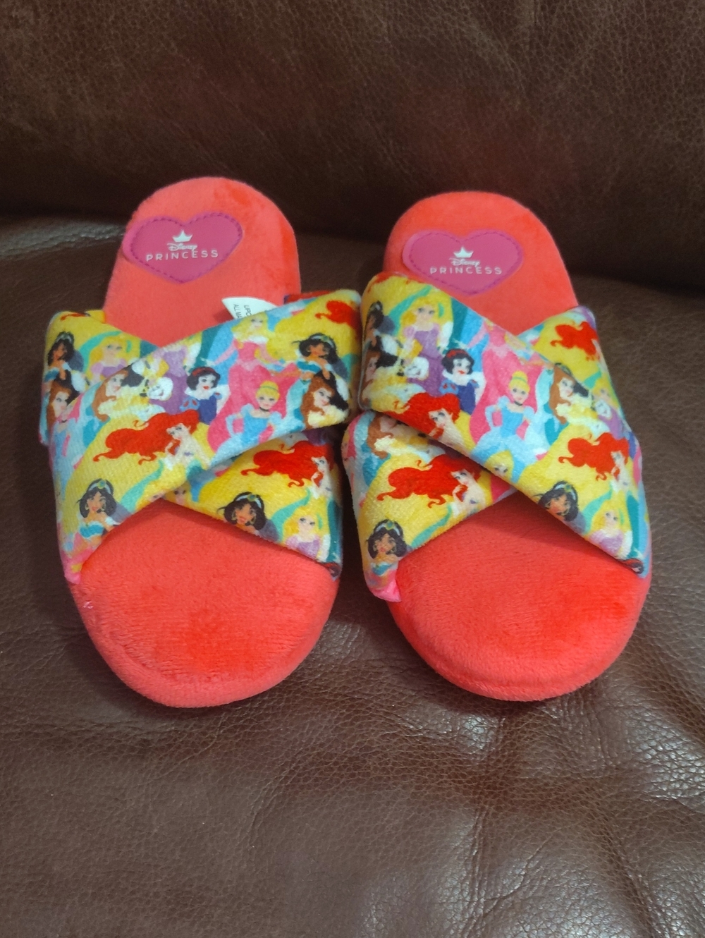 Prince Kids Coral Red Plush Slides, Size 1 $25